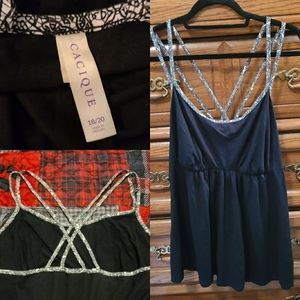 Strappy Black & White Sleep Top